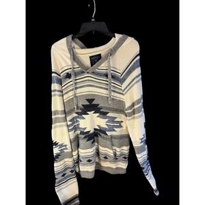 American Eagle Outfitters Mens M Geometric Aztec Hoodie Pullover Sweater Y2K